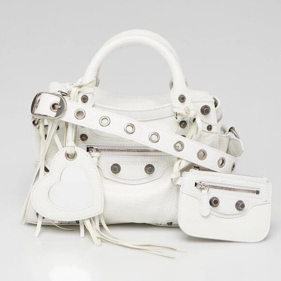 Balenciaga White Leather Neo Cagole XS Crossbody Bag - Picture 1 of 12